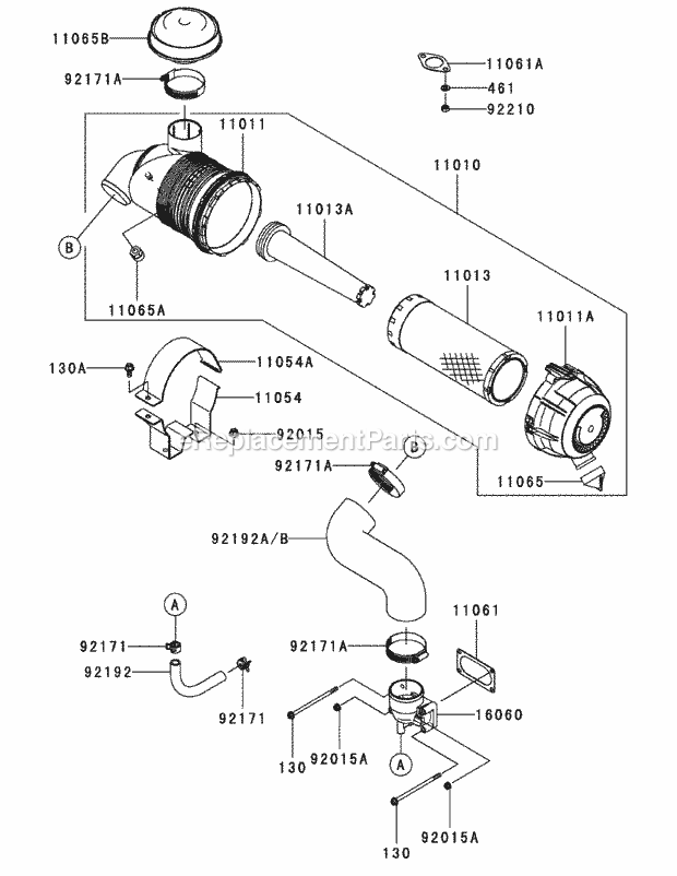 Kawasaki Fxt00v-Bs04 Air Filter & Muffler Diagram and Parts List for S7237-KW 53AP8DU8750 Cub Cadet Sprayer